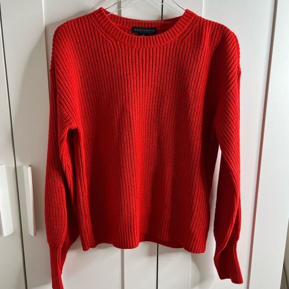 Sanctuary Red Ribbed Knit Crew Neck Sweater medium NWT - Picture 1 of 12